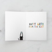 Carte Joyeux 60e anniversaire du chat amusant & curieux (Intérieur)