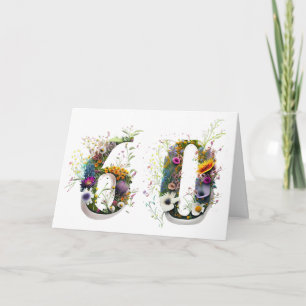 Carte Joyeux 60e anniversaire Fleurs sauvages Joyeux ann