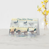 Carte Joyeux 60e Anniversaire Oie Oiseau Art Aquarelle C (Fleur jaune)