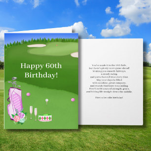 Carte Joyeux 60e Anniversaire Sac de Golf Rose Sur Parco