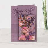 Carte Joyeux 60ème anniversaire en rose et violet (Devant)