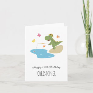 Carte Joyeux 60ème anniversaire mignonne Dinosaur Dinosa