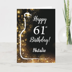 Carte Joyeux 61e anniversaire Black and Gold Parties sci