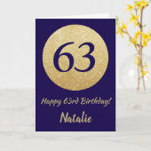Carte Joyeux 63e anniversaire Marine Parties scintillant (Fleur jaune)