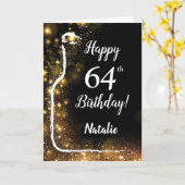 Carte Joyeux 64e anniversaire Black and Gold Parties sci (Fleur jaune)