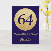 Carte Joyeux 64e anniversaire Marine Parties scintillant (Fleur jaune)