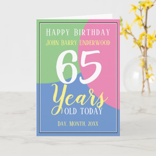Carte Joyeux 65e anniversaire (Fleur jaune)