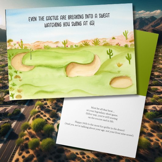 Carte Joyeux 65e anniversaire Desert Golf Course aquarel