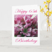 Carte Joyeux 65e anniversaire rose et vert Fleur (Fleur jaune)