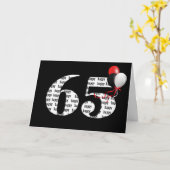 Carte Joyeux 65ème anniversaire en noir avec ballons (Fleur jaune)