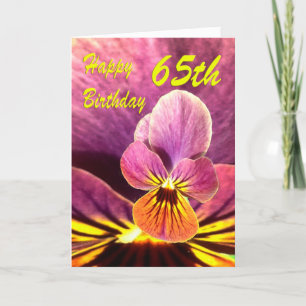 Carte Joyeux 65ème anniversaire Pansy Flower