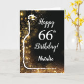 Carte Joyeux 66e anniversaire Black and Gold Parties sci (Fleur jaune)