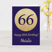 Carte Joyeux 66e anniversaire Marine Parties scintillant (Fleur jaune)