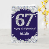 Carte Joyeux 67e anniversaire Marine Bleu et Parties sci (Fleur jaune)