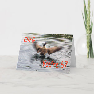 Carte Joyeux 67e anniversaire Oie battant