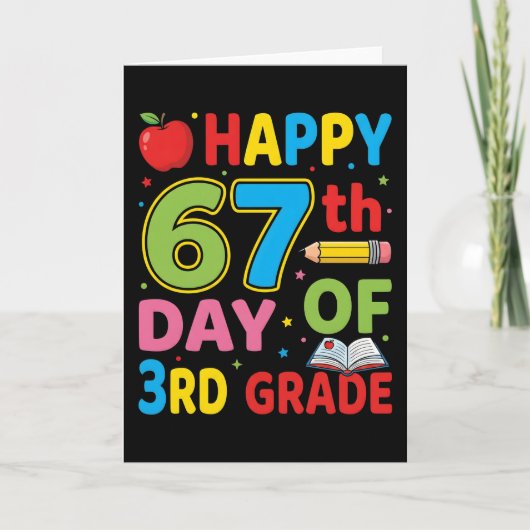 Carte Joyeux 67e jour d'école Enseignant Mignon Salle de (Devant)