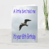 Carte Joyeux 68e anniversaire vol oiseau de mouette (Devant)