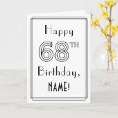 Carte Joyeux 68ème anniversaire, style Art Déco avec nom (Fleur jaune)