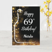 Carte Joyeux 69e anniversaire Black and Gold Parties sci (Fleur jaune)