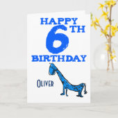 Carte Joyeux 6 e anniversaire de dessin animé dinosaure  (Fleur jaune)