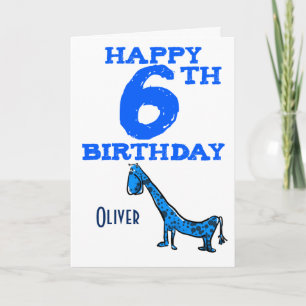 Carte Joyeux 6 e anniversaire de dessin animé dinosaure