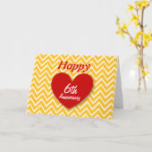 Carte Joyeux 6e Anniversaire de Mariage Chevrons Dorés B (Fleur jaune)
