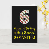 Carte Joyeux 6e anniversaire & Joyeux Noël, Nom personna (Fleur jaune)