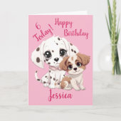 Carte Joyeux 6e anniversaire mignon Chien Chien Chien Ro (Devant)