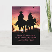 Carte Joyeux 6e anniversaire mignon couple avec chevaux (Devant)