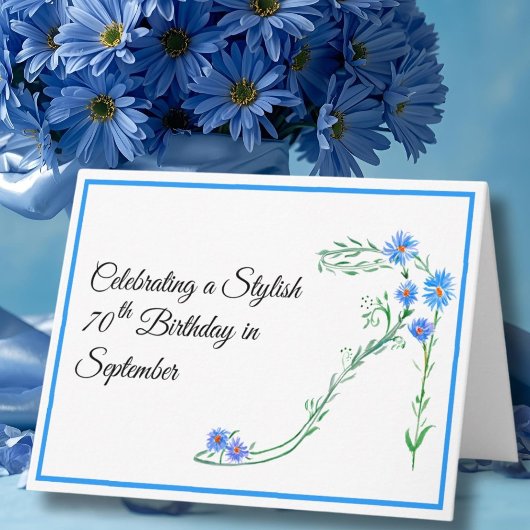 Carte Joyeux 70 Septembre Anniversaire des fleurs d'aste