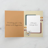 Carte Joyeux 70e anniversaire ajouter nom floral orange (Intérieur)