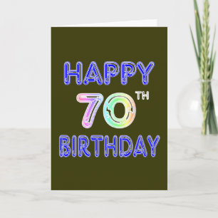 Carte Joyeux 70e anniversaire cadeaux dans la police de
