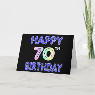 Carte Joyeux 70e anniversaire cadeaux dans la police de 