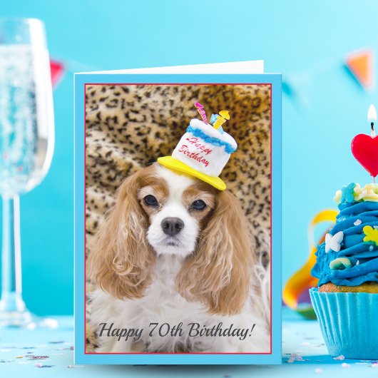 Carte Joyeux 70e anniversaire Cavalier King Charles