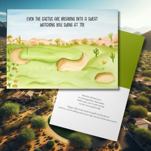 Carte Joyeux 70e anniversaire Desert Golf Course aquarel