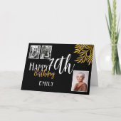 Carte Joyeux 70e Anniversaire Feuillage Doré 3 Photos (Devant)