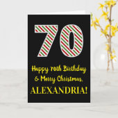 Carte Joyeux 70e anniversaire & Joyeux Noël, Nom personn (Fleur jaune)