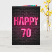 Carte Joyeux 70e anniversaire Neon Connexion en brique (Fleur jaune)