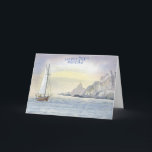 Carte Joyeux 70e anniversaire Ocean Boat Watercolor Card<br><div class="desc">Connaissez-vous quelqu'un de spécial qui aime la mer, la côte et la voile? Ce tableau original en aquarelle d'un yacht qui entoure Boscawen Point près de Penzance à Cornwall est la meilleure façon de leur souhaiter un "joyeux 70e anniversaire" (ou de changer d'âge). La carte montre le bateau de yacht...</div>