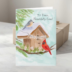 Carte Joyeux 70e Anniversaire Oiseaux à la Maison d'Oise