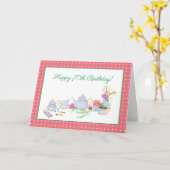 Carte Joyeux 70e anniversaire Watercolor Tea Set (Fleur jaune)