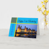 Carte Joyeux 71e anniversaire Caernarfon Castle (Fleur jaune)