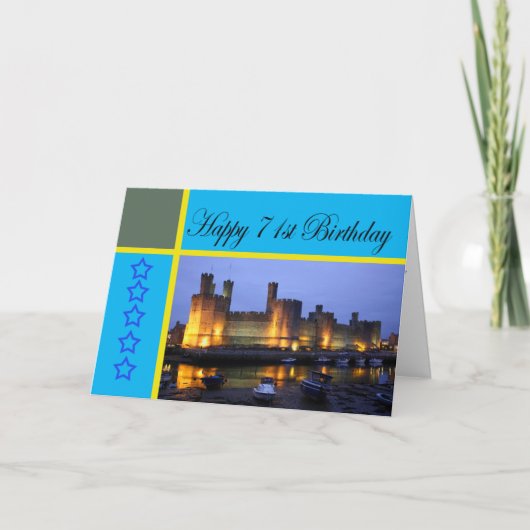 Carte Joyeux 71e anniversaire Caernarfon Castle (Devant)