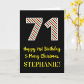 Carte Joyeux 71e anniversaire & Joyeux Noël, Nom personn (Fleur jaune)