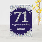 Carte Joyeux 71e anniversaire Marine Parties scintillant (Fleur jaune)