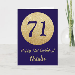 Carte Joyeux 71e anniversaire Marine Parties scintillant