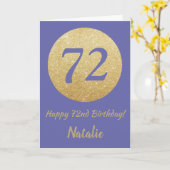 Carte Joyeux 72e anniversaire Very Peri et Parties scint (Fleur jaune)