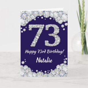 Carte Joyeux 73e anniversaire Marine Bleu et Parties sci