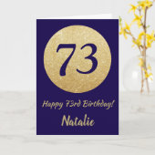Carte Joyeux 73e anniversaire Marine Parties scintillant (Fleur jaune)