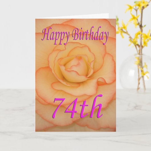 Carte Joyeux 74e Anniversaire Fleur (Fleur jaune)